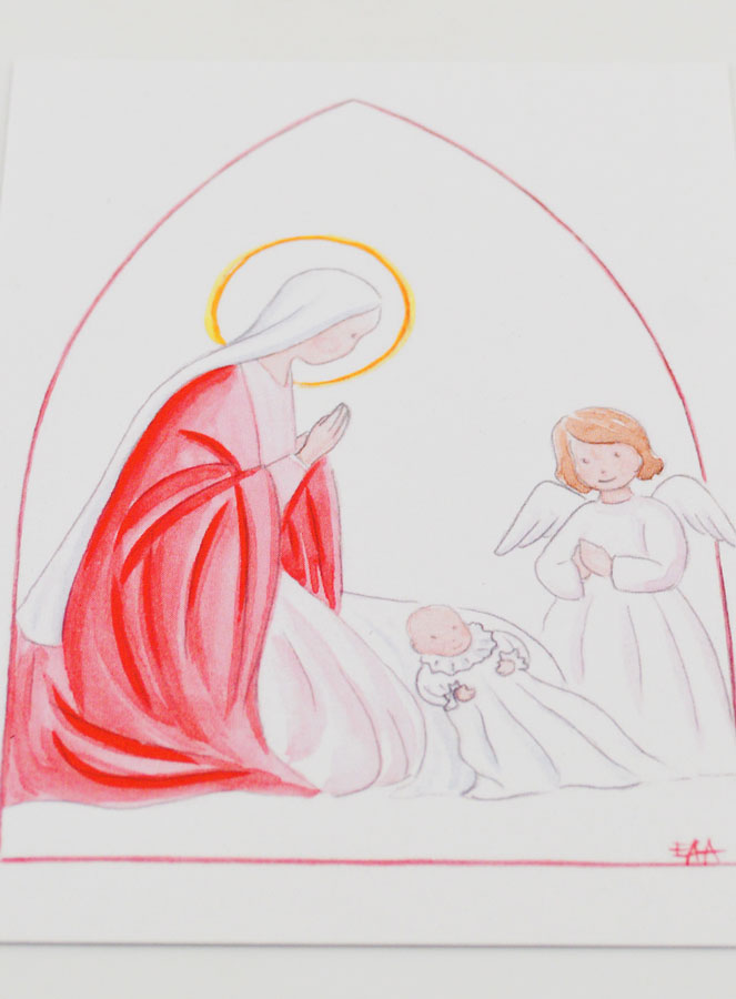 Estampa de Bautizo - Virgen María y Ángel de la Guarda - Blanco (pic 2)