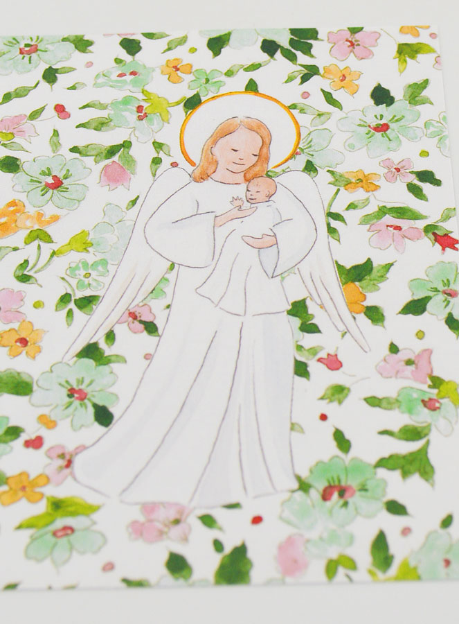 Cartão de Baptismo - Anjo Guardião Protetor - Verde (pic 2)