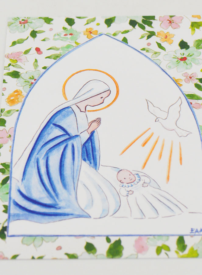 Estampa de Bautizo - Virgen María y Paloma del Espíritu Santo (pic 2)