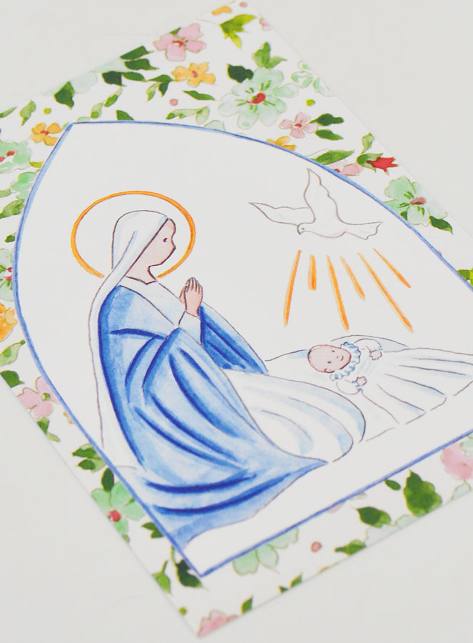 Estampa de Bautizo - Virgen María y Paloma del Espíritu Santo (pic 3)