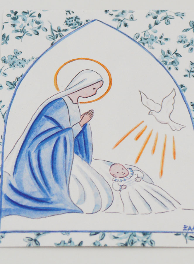 Estampa de Bautizo - Virgen María y Paloma del Espíritu Santo (pic 2)