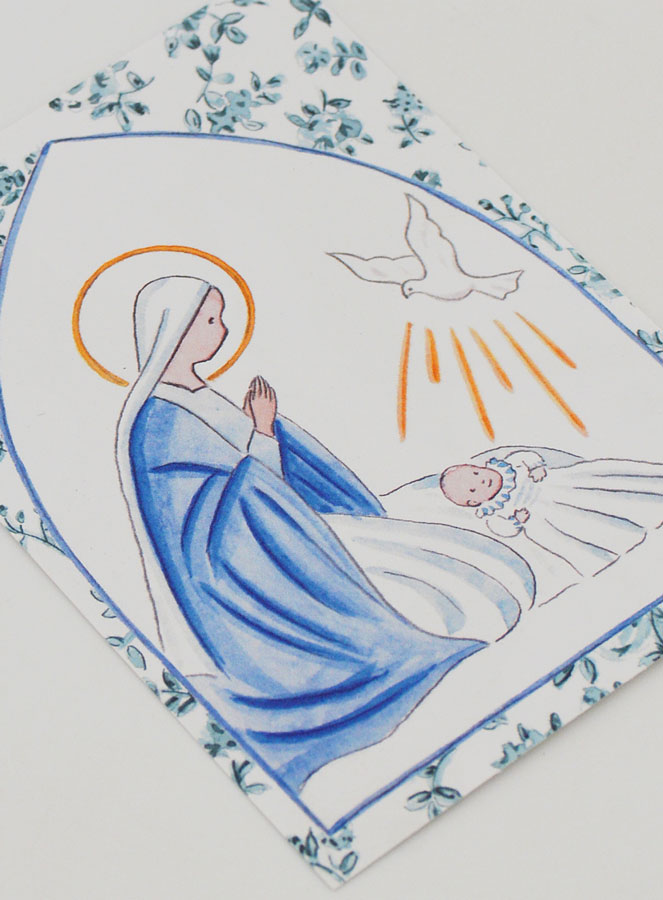 Estampa de Bautizo - Virgen María y Paloma del Espíritu Santo (pic 3)