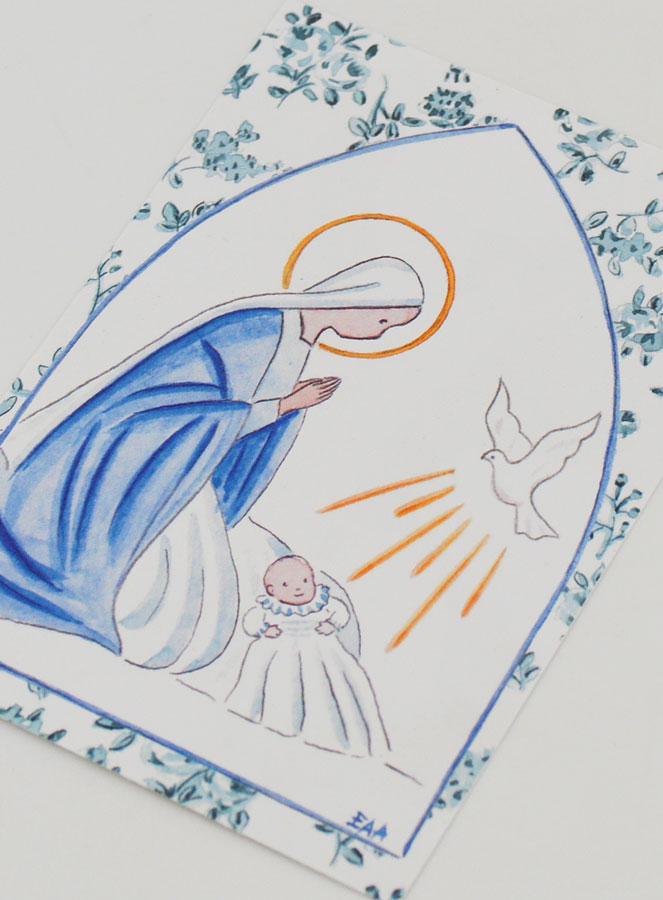 Estampa de Bautizo - Virgen María y Paloma del Espíritu Santo (pic 4)