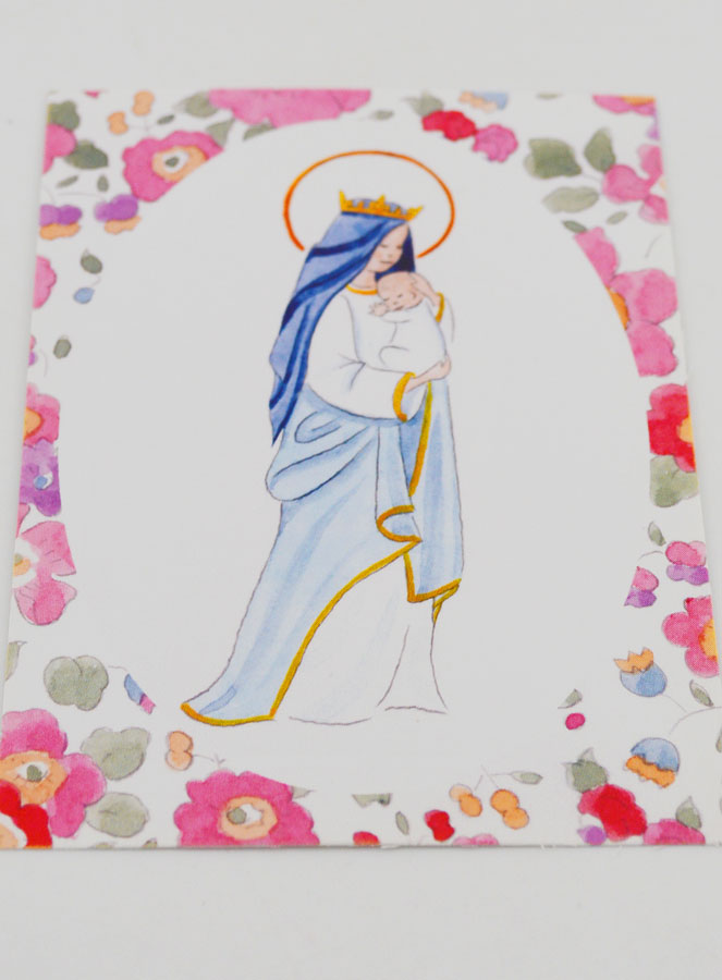 Estampa de Bautizo - Virgen Coronada con el Niño Jesús - Flore Rosas (pic 2)