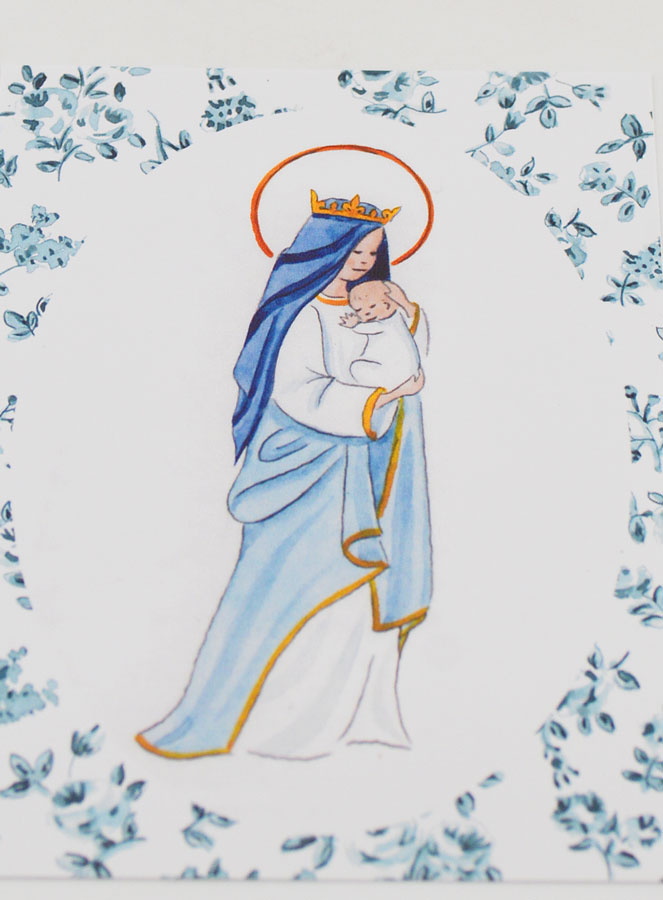 Estampa de Bautizo - Virgen Coronada con el Niño Jesús (pic 2)
