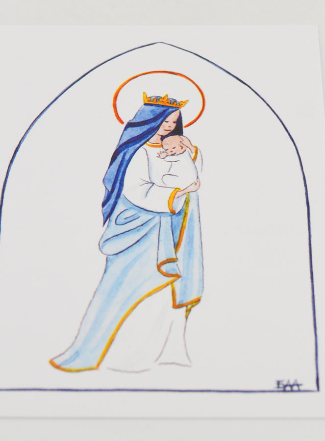 Cartão de Baptismo - Virgem Coroada com o Menino Jesus - Branco (pic 2)