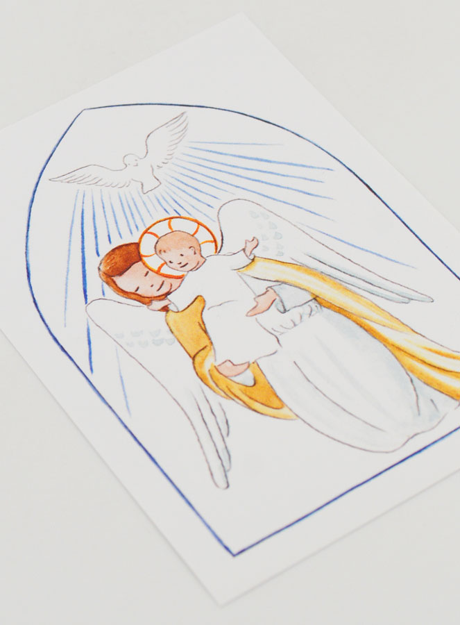 Cartão de Baptismo - Anjo Guardião Protetor e Espírito Santo - Branco (pic 3)