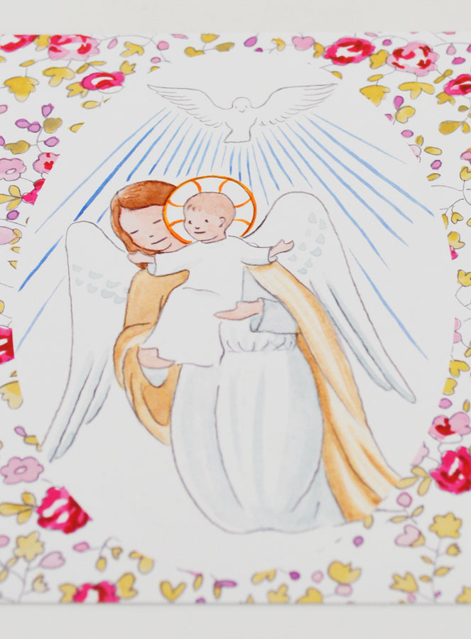 Estampa de Bautizo - Ángel de la Guarda Protector y Espíritu Santo (pic 2)