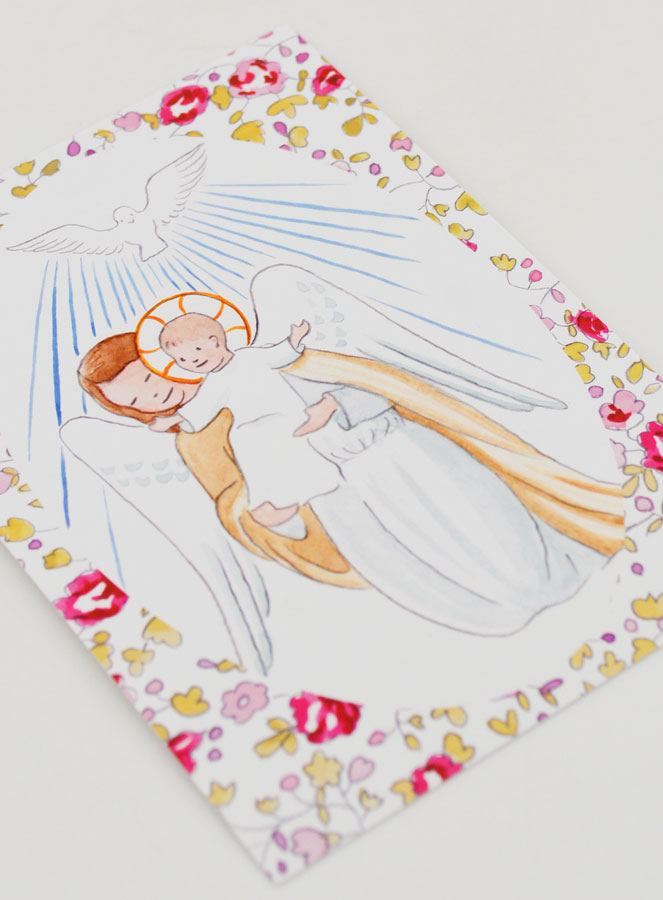Estampa de Bautizo - Ángel de la Guarda Protector y Espíritu Santo (pic 3)