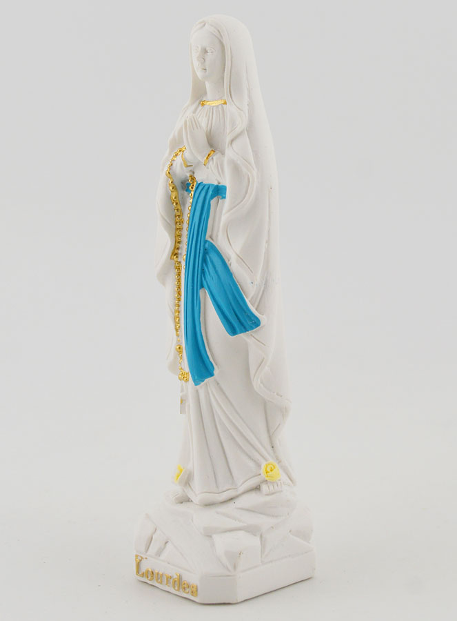 Estátua Virgem Maria de Lourdes com Terço Dourado - 10 cm (pic 2)