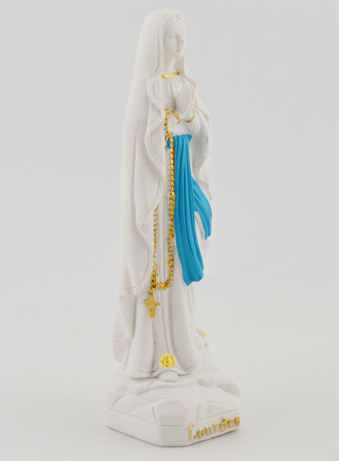 Estátua Virgem Maria de Lourdes com Terço Dourado - 10 cm (pic 3)