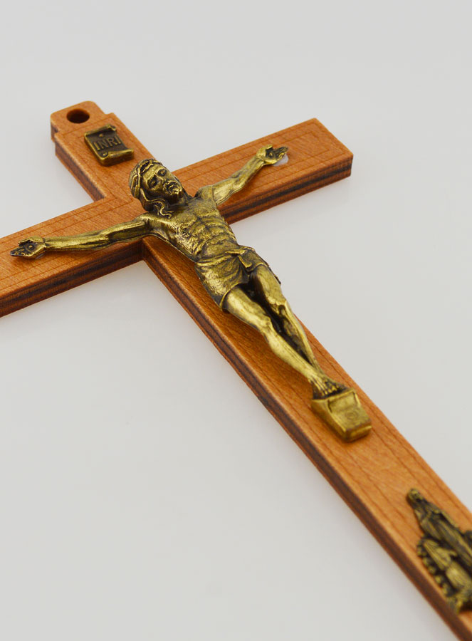 Crucifijo de Madera con las Apariciones de Lourdes - Oro 16 cm (pic 3)
