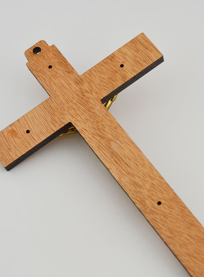 Crucifijo de Madera con las Apariciones de Lourdes - Oro 21 cm (pic 4)