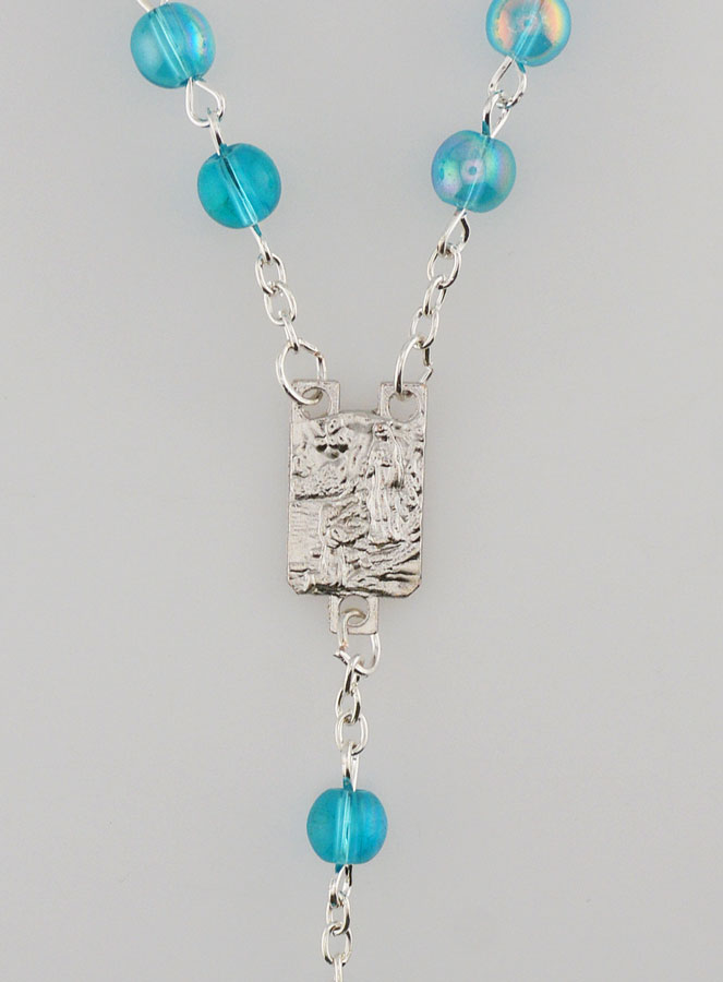 Terço Fashion de Lourdes em Contas de Cristal Azul - 60 cm (pic 4)
