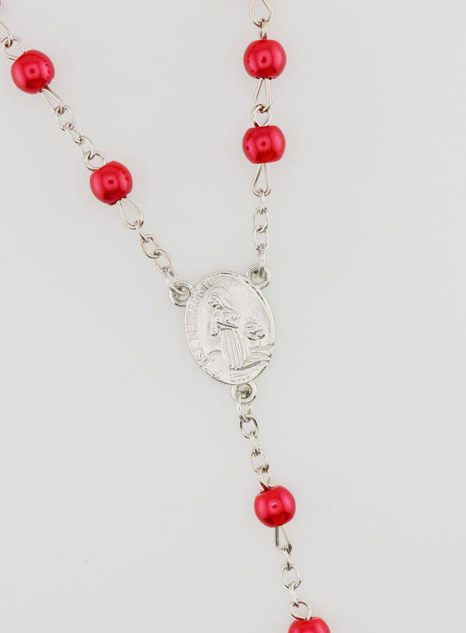Rosario de Lourdes de Cuentas Rojas - 60 cm (pic 4)
