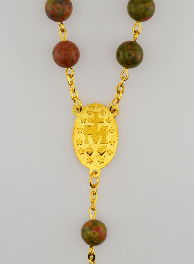Rosario Bañado en Oro y Cuentas de Piedra de Luna Verdadera (pic 4)