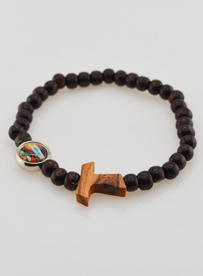 Pulseira Terço em Madeira Cruz de Tau (pic 3)
