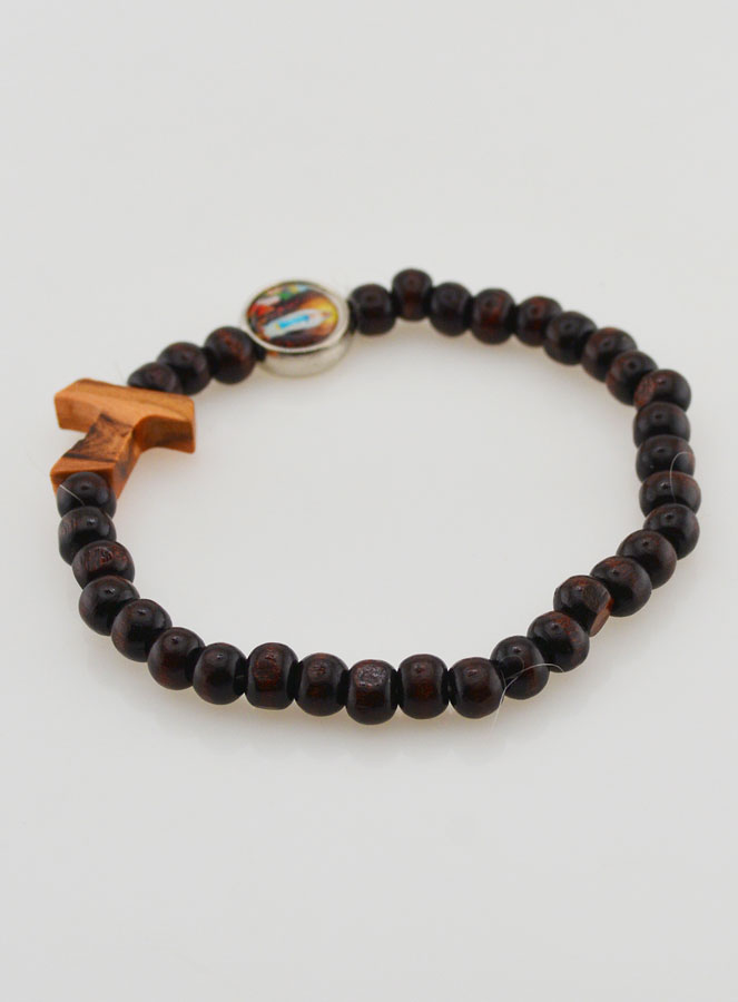 Pulseira Terço em Madeira Cruz de Tau (pic 4)