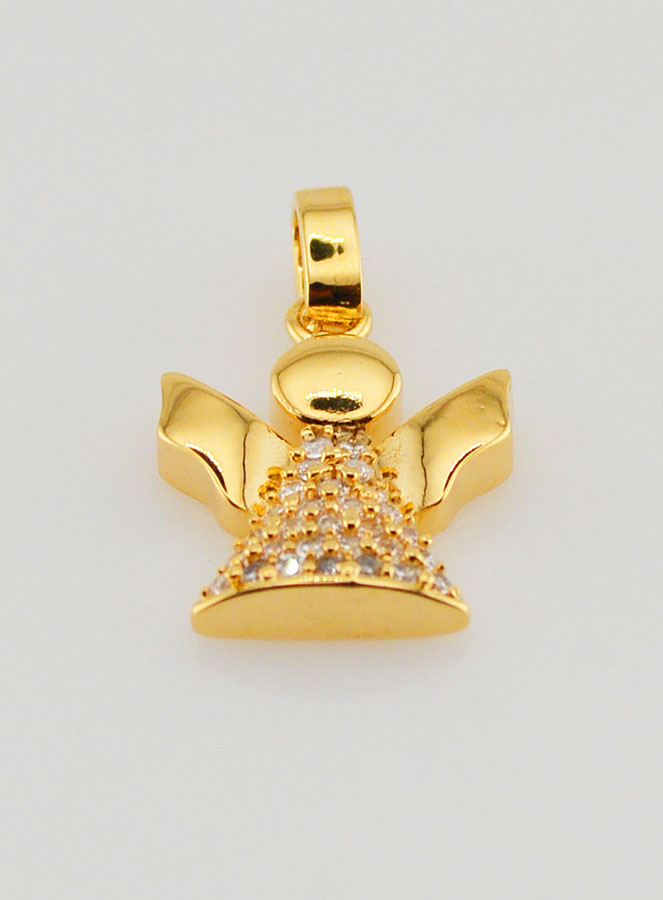 Colgante Ángel de la Guarda Chapado en Oro y Diamantes Strass - 15 mm (pic 2)