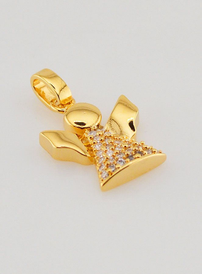 Colgante Ángel de la Guarda Chapado en Oro y Diamantes Strass - 15 mm (pic 3)