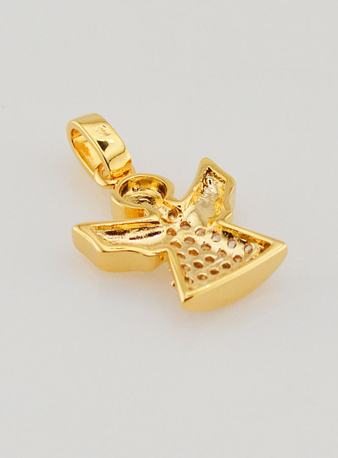 Colgante Ángel de la Guarda Chapado en Oro y Diamantes Strass - 15 mm (pic 4)