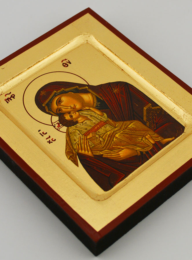 Ícono Virgen de la Ternura sobre Lámina de Oro (pic 3)