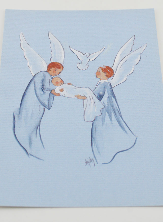 Estampa de Bautizo - Ángel y Espíritu Santo - 10 X 15 cm (pic 2)