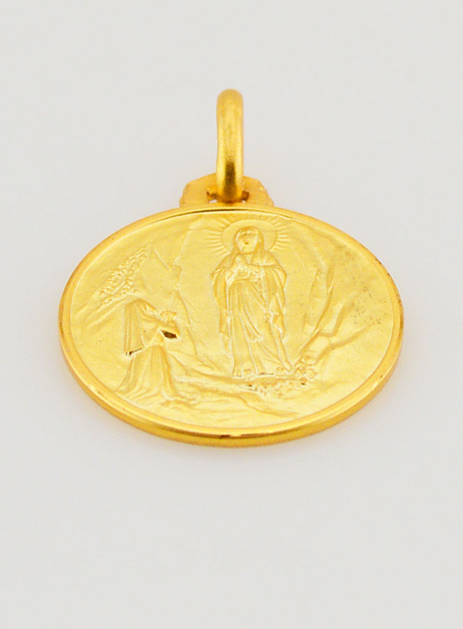 Medalla de Bautismo Nuestra Señora de Lourdes Bañado en Oro (pic 2)