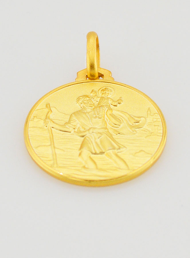 Medalha de Batismo São Cristóvão Banhada a Ouro (pic 2)