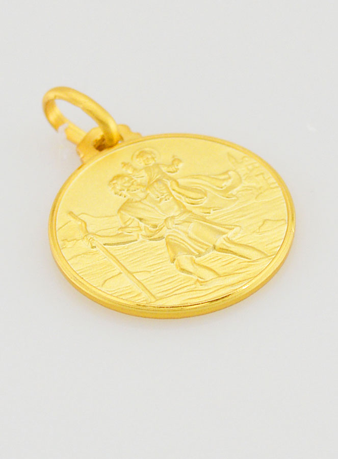 Medalha de Batismo São Cristóvão Banhada a Ouro (pic 3)