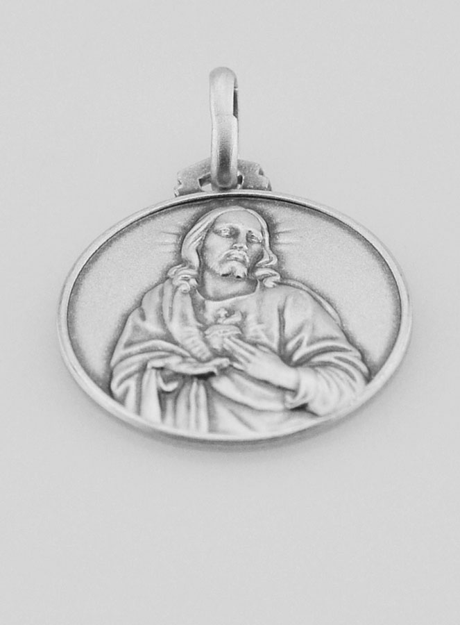 Medalha de Baptismo Sagrado Coração de Jesus em Prata - 18 mm (pic 2)