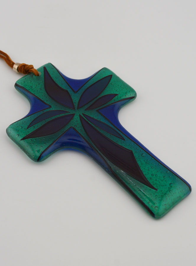 Regalo de Bautismo - Cruz de Vidrio Artesanal (pic 3)