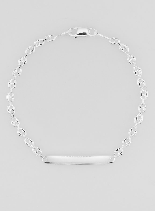 Pulseira de Batismo em Prata - Malha Grão de Café 4mm (pic 2)
