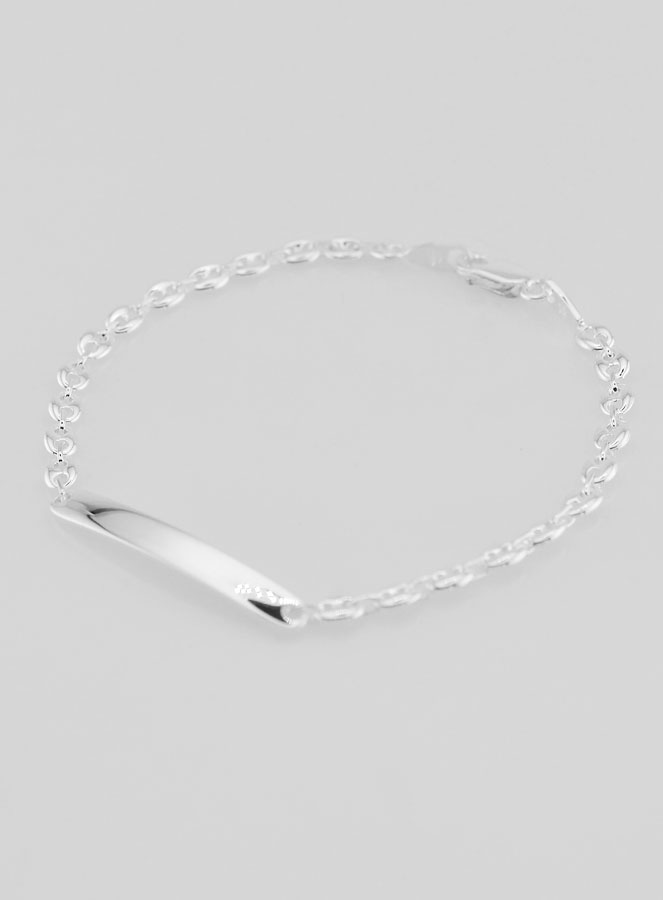 Pulseira de Batismo em Prata - Malha Grão de Café 4mm (pic 3)