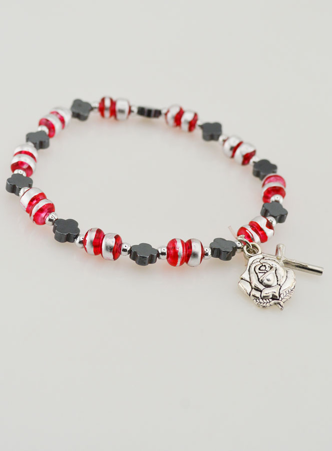 Pulsera Decenario Perlas Flores de Hematites - Cruz (pic 3)