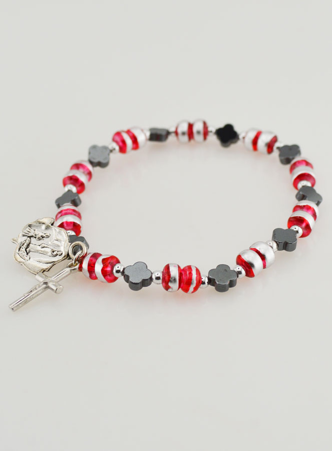 Pulsera Decenario Perlas Flores de Hematites - Cruz (pic 4)