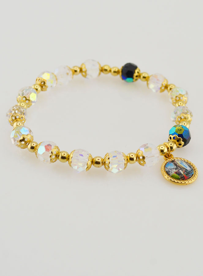 Pulsera Decenario de Perlas de Cristal y Oro (pic 3)