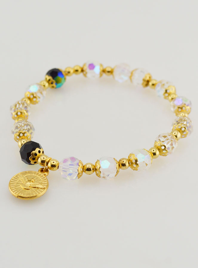 Pulsera Decenario de Perlas de Cristal y Oro (pic 4)