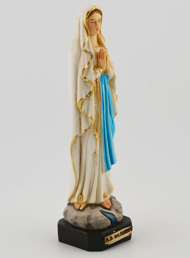 Estatuilla Nuestra Señora de Lourdes Policromada sobre una Base - 15 cm (pic 3)