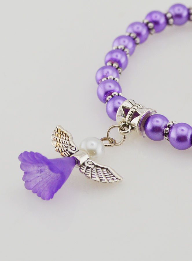 Pulseira Religiosa Infantil Anjo da Guarda – Contas Roxas (pic 3)