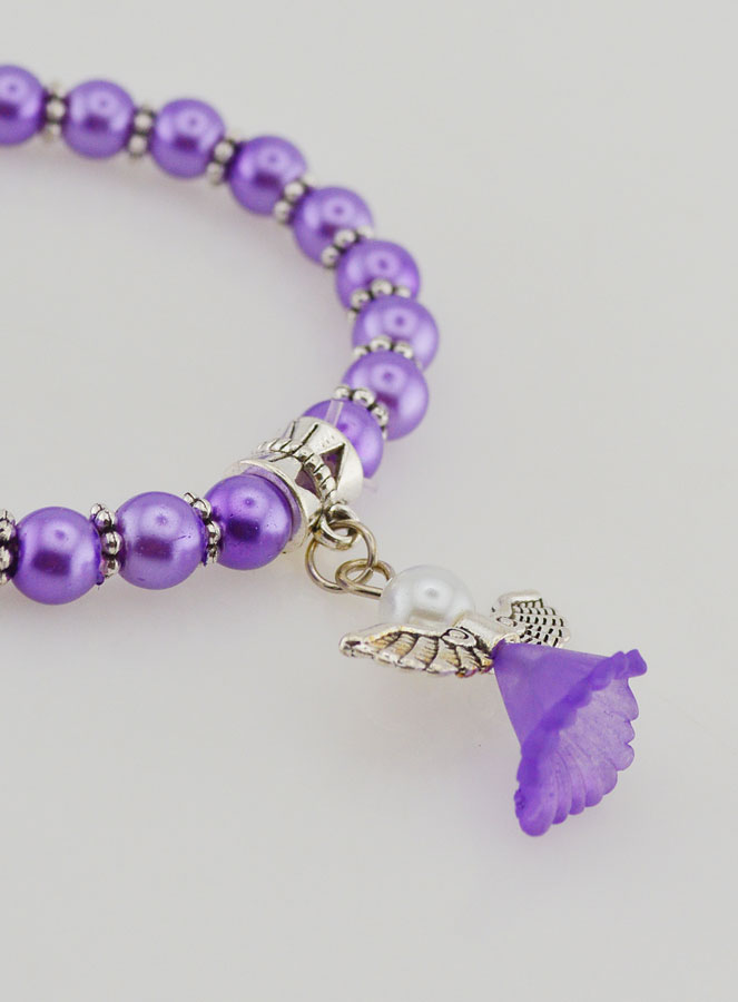 Pulseira Religiosa Infantil Anjo da Guarda – Contas Roxas (pic 4)