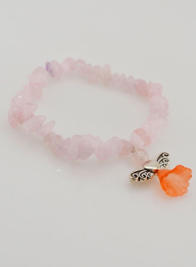 Pulsera Religiosa Ángel Protector - Piedra de Cuarzo Rosa (pic 3)