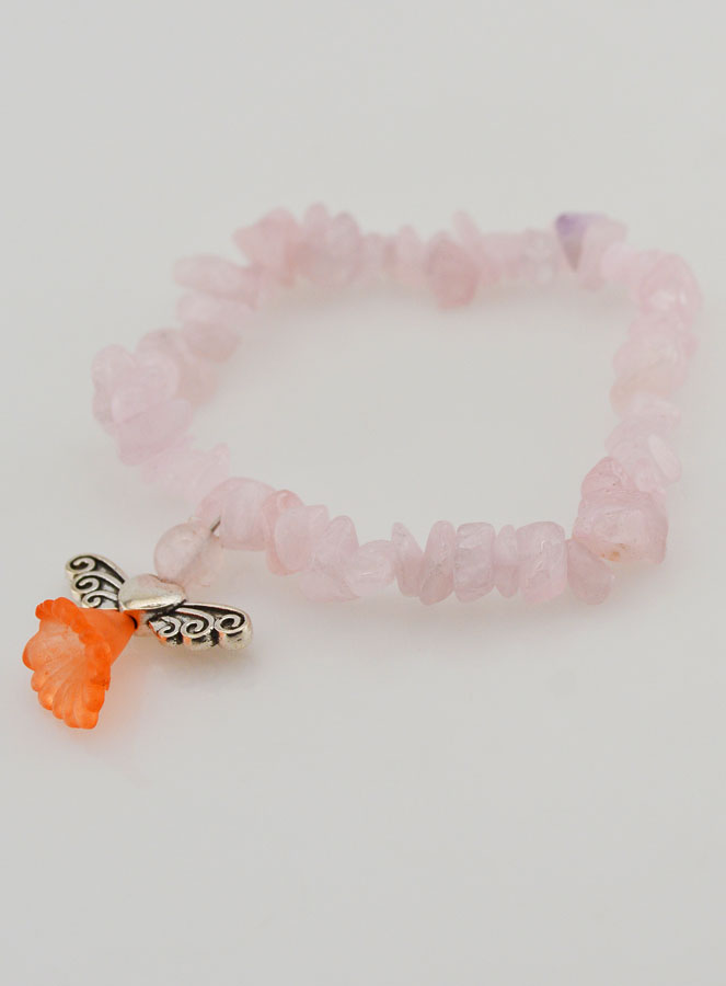 Pulsera Religiosa Ángel Protector - Piedra de Cuarzo Rosa (pic 4)