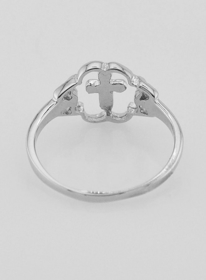 Anillo Cruz y Flor de Plata de Ley - Talla 54 (pic 4)