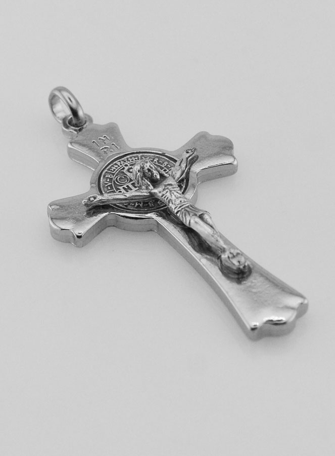 Pingente Cruz de São Bento Prateado - 5 cm (pic 3)