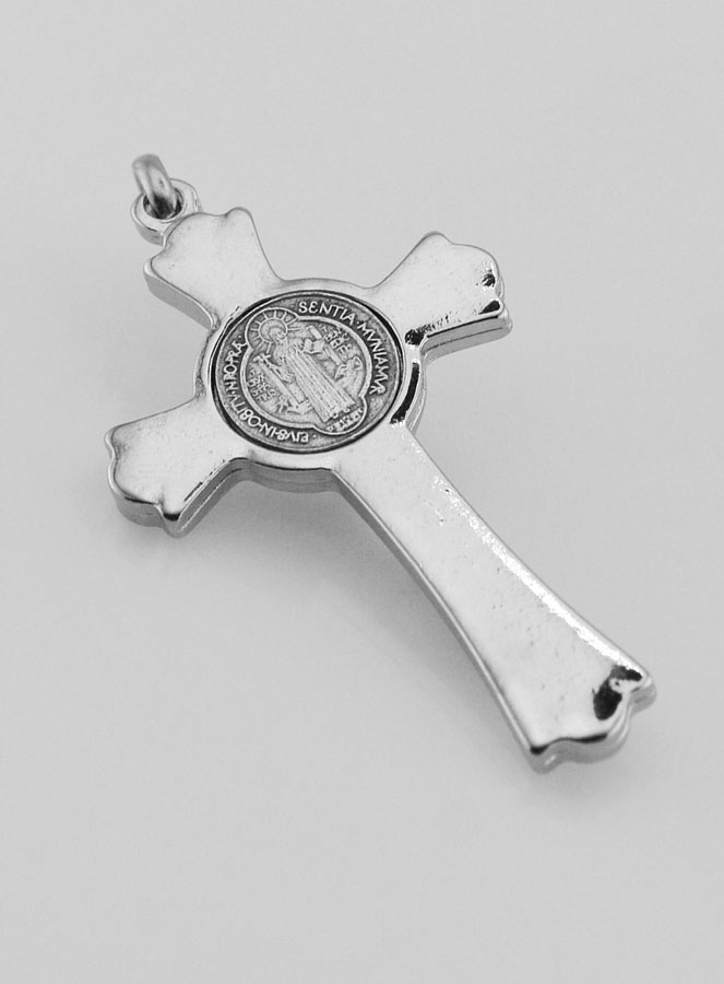 Pingente Cruz de São Bento Prateado - 5 cm (pic 4)
