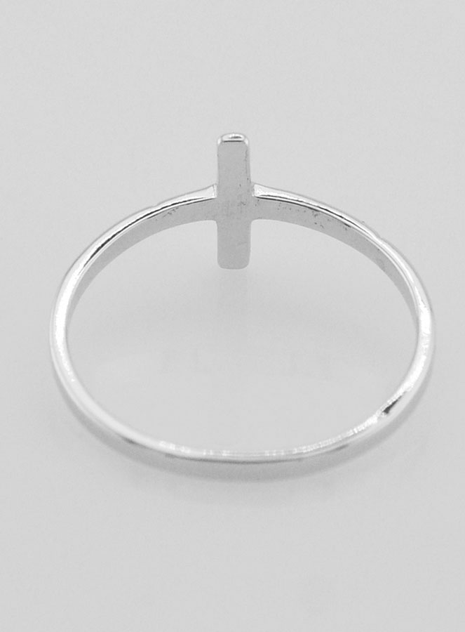 Anillo Cruz y 1 Diamante Strass - Plata de Ley - Talla 60 (pic 4)