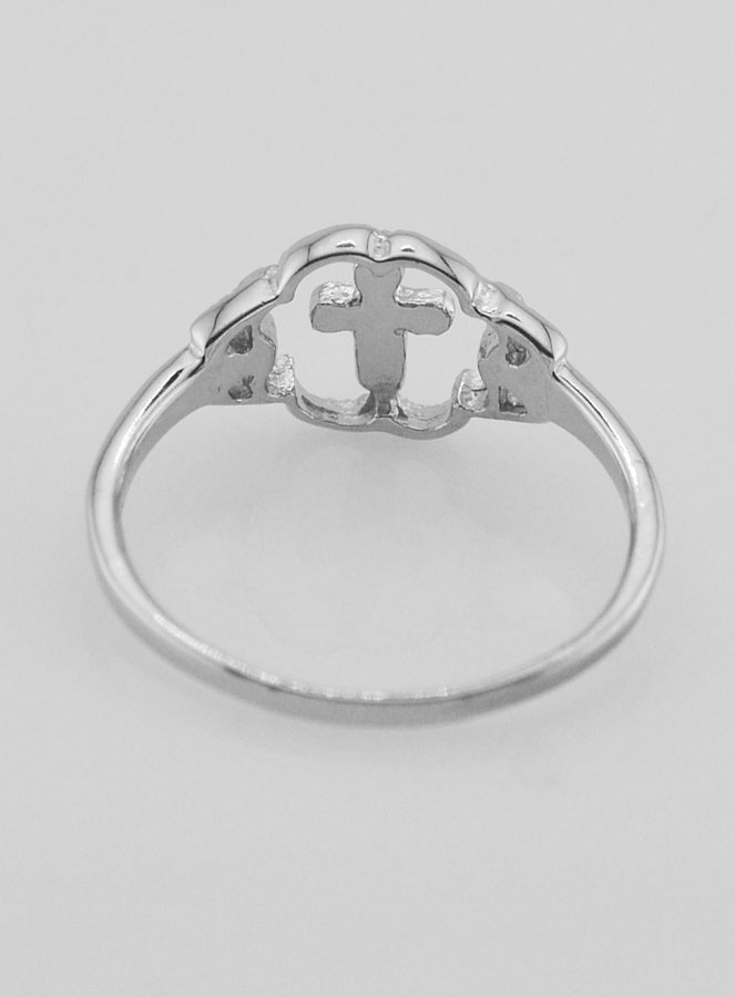 Anillo Cruz y Flor de Plata de Ley - Talla 58 (pic 4)