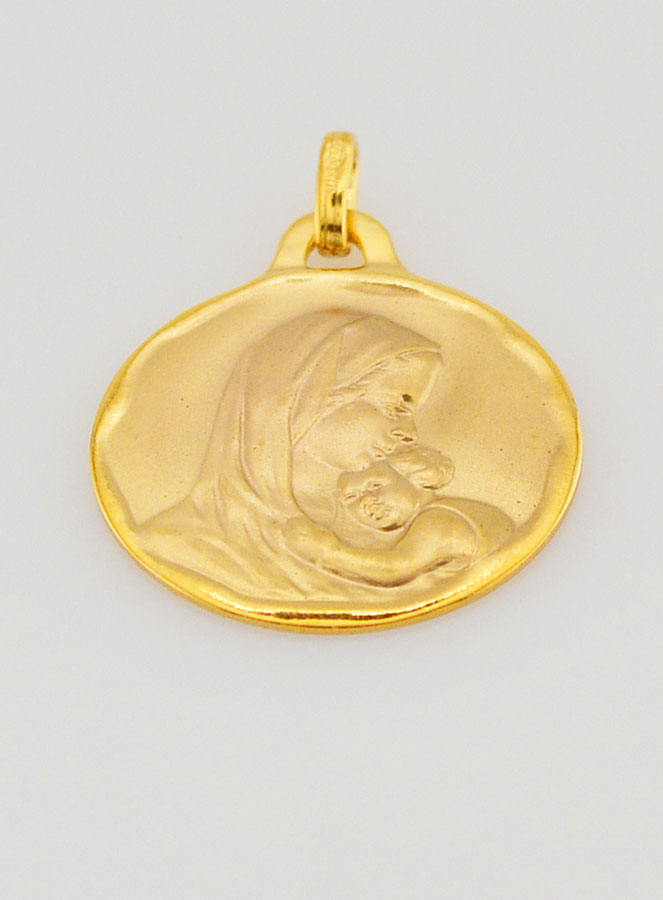 Medalla de Bautizo Virgen María con el Niño Jesús de Oro (pic 2)