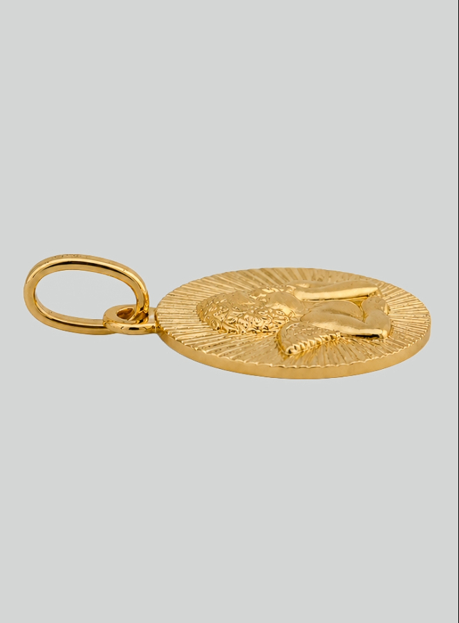 Medalha Anjo da Guarda Redonda Diamantada em Ouro 375/1000 (pic 4)